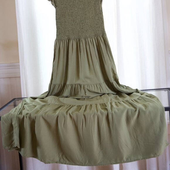 KYL Olive Smocked Tiered Maxi Dress - Picture 8 of 8